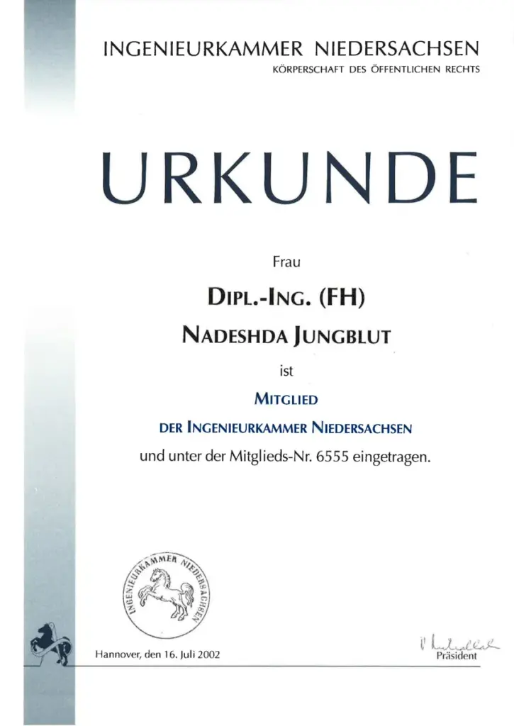 Urkunde von Nadeshda Jungblut